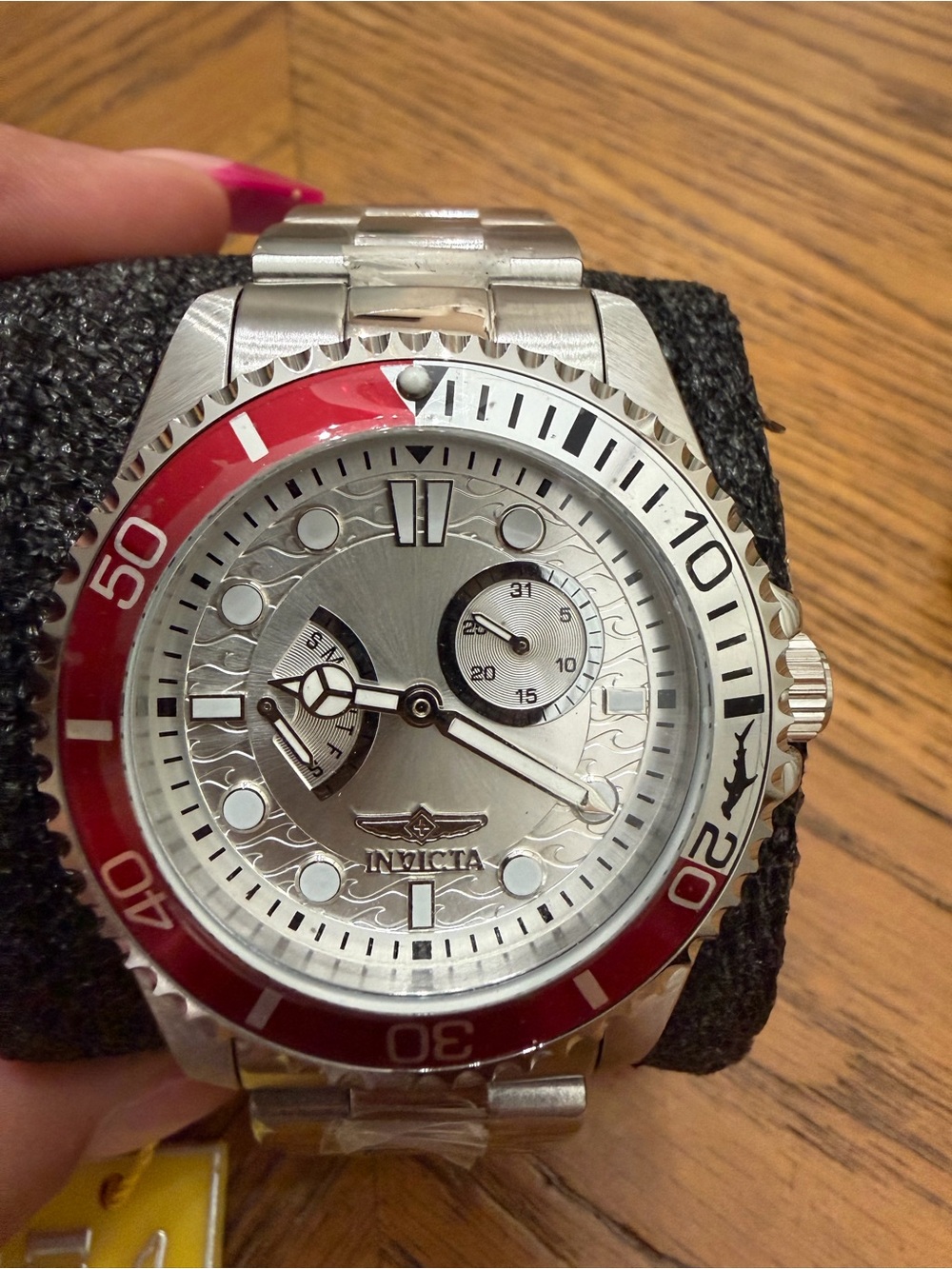 Invicta ProDiver Silver Watch with Red